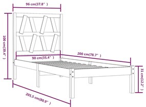 Estrutura de cama 90x200 cm pinho maciço branco