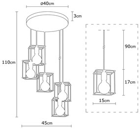 Candeeiro Chandelier Selimiye – Preto – 45cm x 110cm