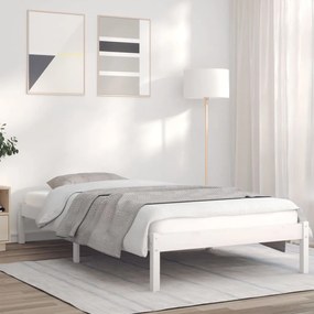 vidaXL Estrutura cama de solteiro pequena 75x190cm pinho maciço branco