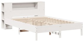 Cama com estante sem colchão 140x200 cm pinho maciço branco