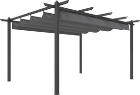 Pérgola de Jardim 4x3 m com Telhado Retrátil Estrutura de Alumínio UPF30+ Orifícios de Drenagem Cinza