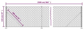 Cerca de arame com flange 1,1x25 m prateado