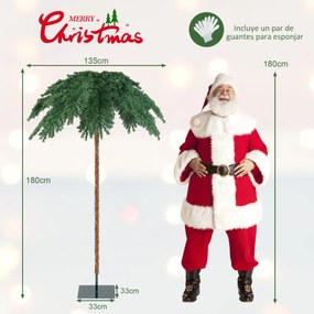 Palmeira de Natal Artificial 180 cm  Pré-Iluminada com 250 Luzes LED 813 Dicas Estrutura articulada com suporte