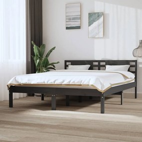 vidaXL Estrutura de cama 140x200 cm madeira de pinho maciça cinzento