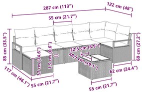 Conjunto de Sofá para Jardim de 7 Peças com Almofadas em Rattan Sintét