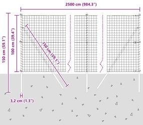 Cerca Euro com 13 Postes 1x25 m Aço Galvanizado Verde