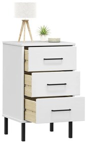 Mesa cabeceira c/ pernas de metal OSLO pinho maciço branco
