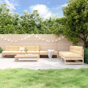 vidaXL 6 pcs conjunto lounge de jardim pinho maciço