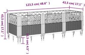 Vaso/floreira jardim c/ estacas 123,5x43,5x43,5 cm PP castanho