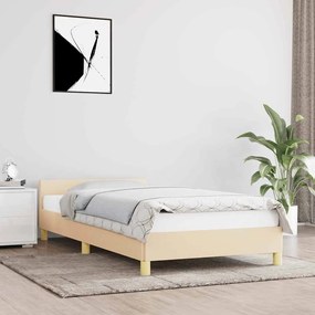 Estrutura cama c/ cabeceira sem colchão tecido 80x200 cm creme
