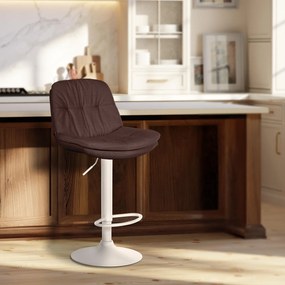 Banco de bar em tecido com estrutura branca 92-113 x 46 x 54 cm castanho
