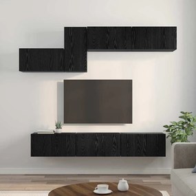 Conjunto de móvel de TV 7 pcs Carvalho Preto 60 x 30 x 30 cm