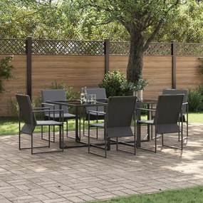 Conjunto de Jantar de Jardim de 9 Peças com Almofadas em Aço e Textilene