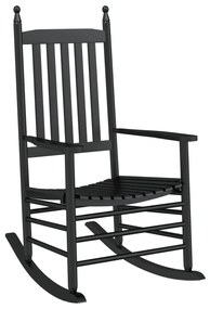 Cadeira de baloiço com mesa dobrável álamo maciço preto