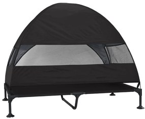 Cama Elevada para Cachorro com Toldo Removível Preto XL Aço