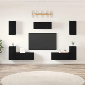 vidaXL Conjunto de móvel de TV 7 pcs Carvalho preto Madeira processada