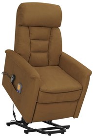 vidaXL Poltrona elevatória de massagens microfibra cinza-acastanhado