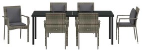 Conjunto de Cadeiras de Jardim 7 pcs Cinzeto 200 x 80 x 73 cm