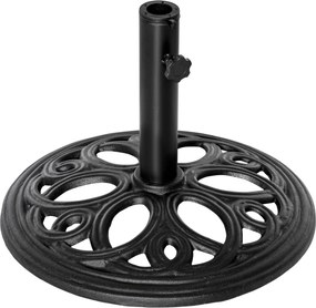 Base redonda para guarda-sol em ferro fundido, 11,5 kg, para postes com Ø 38 e 48 mm, para jardim, pátio e terraço, Ø 45 x 33,5 cm, preta