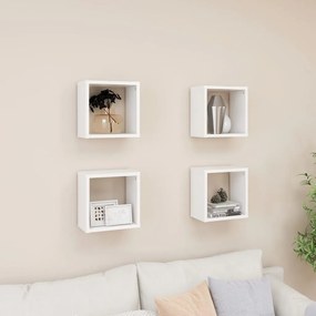 Prateleiras de parede em forma de cubo 4 pcs 26x15x26 cm branco