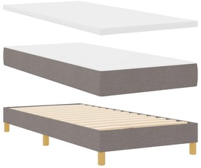 Cama Box com Colchão &amp; LED Taupe 90x190 cm em Tecido