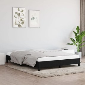 Estrutura de cama sem colchão 140x190 cm tecido preto