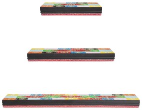 Conjunto de 3 Prateleiras de Parede 100x20x6 cm Madeira Sólida Manga