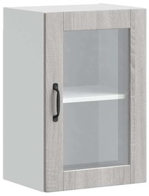 vidaXL Armário de parede de cozinha porta de vidro Porto cinza sonoma