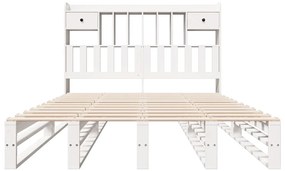 Cama com estante sem colchão 160x200 cm pinho maciço branco