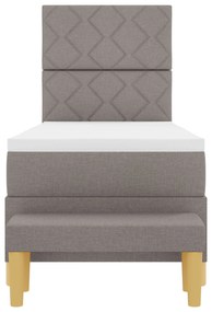 Cama Box Spring com Colchão &amp; Banco Taupe 80x200 cm Tecido