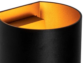 Candeeiro de parede moderno preto com latão - Sabbio