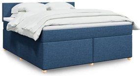 vidaXL Cama com molas/colchão 180x200 cm tecido azul