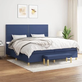 vidaXL Cama com molas/colchão 200x200 cm tecido azul