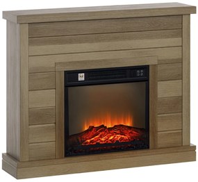 HOMCOM Lareira Elétrica 1800W Lareira Decorativa com Efeito de Chama Realista Controlo Remoto Temporizador Semanal Proteção Contra Sobreaquecimento para Ambientes de 30 m² 96,5x22x81,7 cm Efeito Madeira