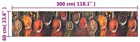 Tapete de cozinha lavável 60x300 cm veludo colheres/especiarias