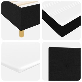 Cama Box Spring com Colchão Preta 100x200 cm Tecido
