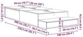 Estrado de cama com arrumação em madeira antiga 100x200 cm
