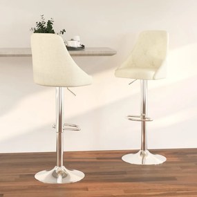 vidaXL Bancos de bar 2 pcs tecido cor creme