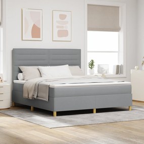 vidaXL Cama Box Spring com Colchão & LED Cinza Claro 180x200 cm Tecido