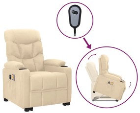 vidaXL Poltrona de massagens tecido cor creme