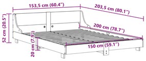 Estrutura de cama c/ cabeceira 150x200 cm pinho maciço