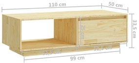 Mesa de centro 110x50x33,5 cm madeira de pinho maciça