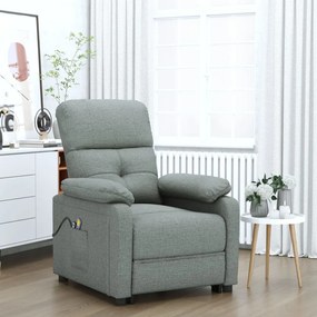 vidaXL Poltrona de massagens elevatória tecido cinzento-escuro