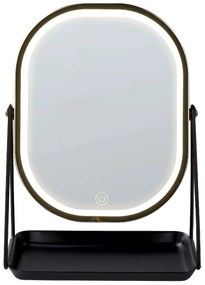 Espelho de maquilhagem dourado com LED 20 x 22 cm DORDOGNE Beliani