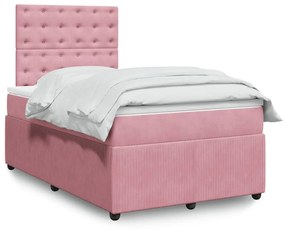 Cama boxspring com colchão 120x200 cm veludo rosa