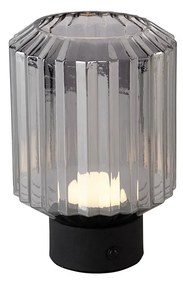 LED Moderne tafellamp zwart met smoke glas oplaadbaar - Millie Moderno