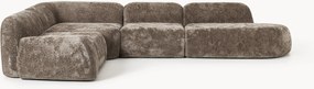 Sofá de canto modular XL em teddy-bouclé com chaise longue Wolke (4 lugares)