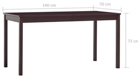 7 pcs conjunto de jantar em madeira de pinho castanho-escuro