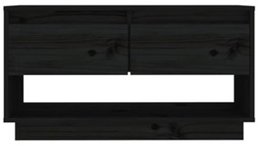 Móvel de TV 74x34x40 cm madeira de pinho maciça preto