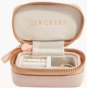 Caixa de joias de viagem pequena, rosa pálido